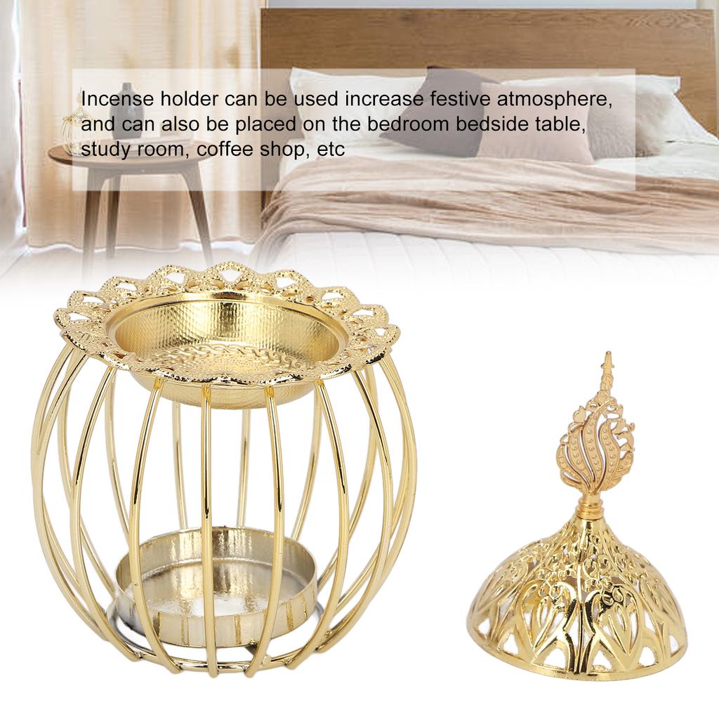Incense Burner Holder Decorative Gold Metal Incense Stick Stand Tray for Halloween Christmas Decoration Display