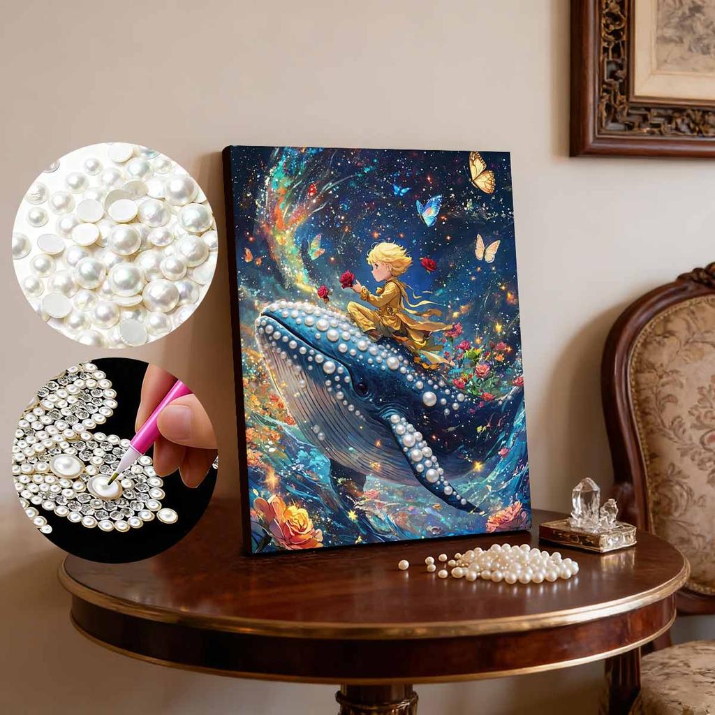 5D Pearl Jigsaw Puzzle Set  Prince on The Whale Pattern Square Pearl  Home Decoration  Handmade Gift Pearl Artistic Home Decor Item
