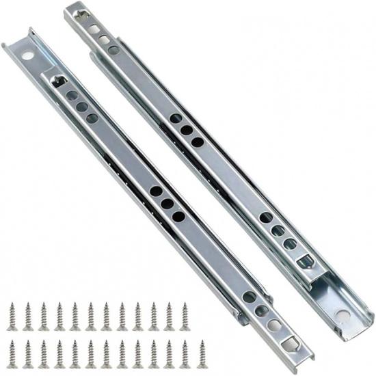 Metal 12 Inch Drawer Slides, Ball Bearing Two Way Slide Track Rail 0.7 Inch Wide 1 Pair