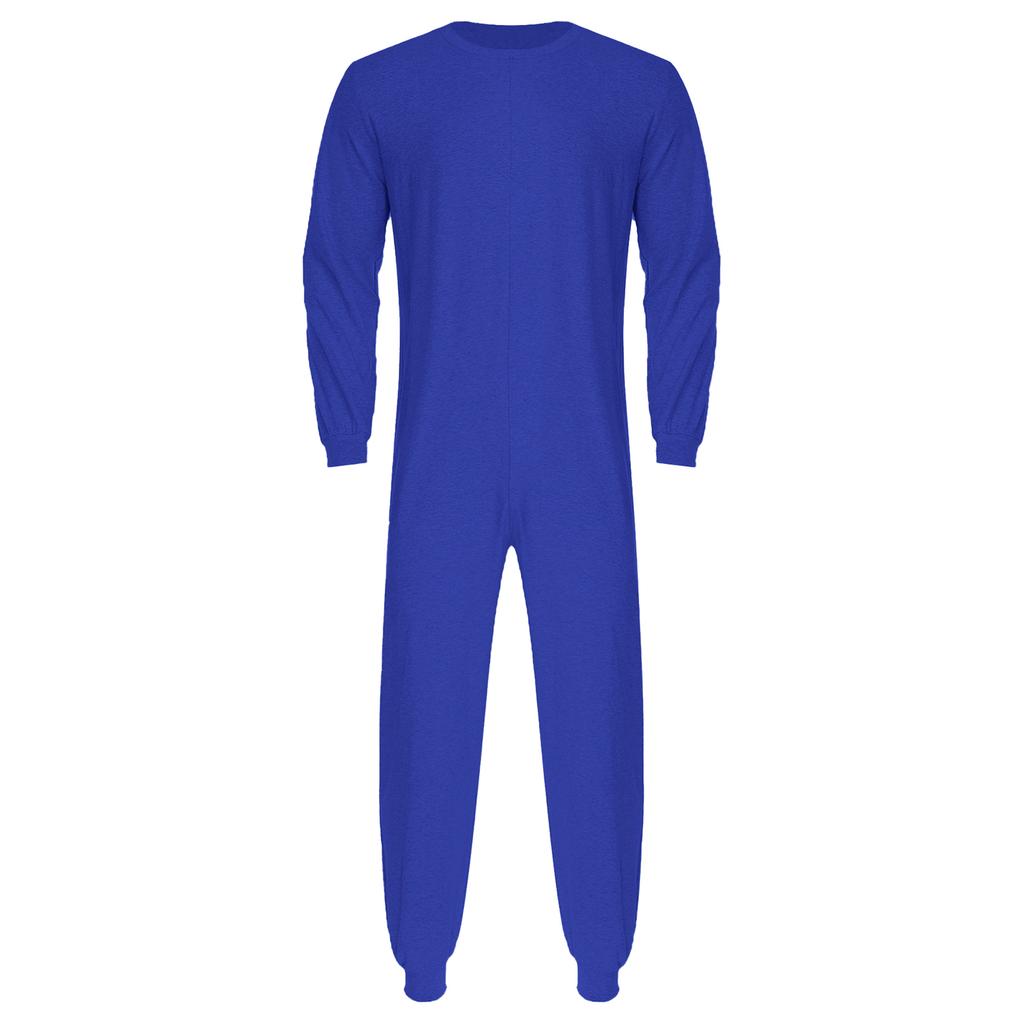 Unisex Anti-Strip Adaptiver Overall Rundhalsausschnitt Langarm Reißverschluss hinten Lange Hose Einteiler Strampler