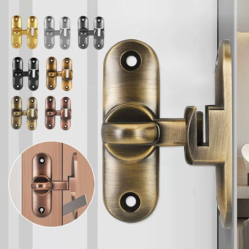 NEW Home Security Door Latch Lock Zinc Alloy Rustproof Security Lock Drill Free Anti-theft Buckle Home Accessories