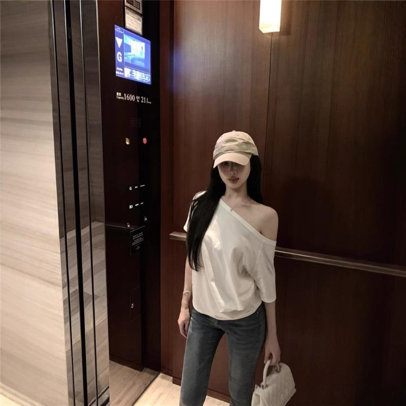 T-shirts Women Solid Simple Summer Casual Short Sleeve All-match Young Girls Streetwear Y2k Top Aesthetic Clothes Ins