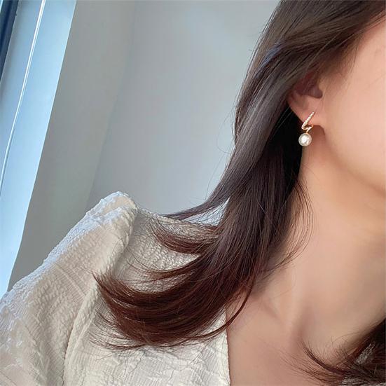1 Pair Stud Earrings Twisted Rhinestones Jewelry Korean Style Faux Pearls Stud Earrings Jewelry Gifts