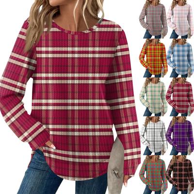 Women's Fashion Casual Loose Round Neck Long-sleeve Printed Top