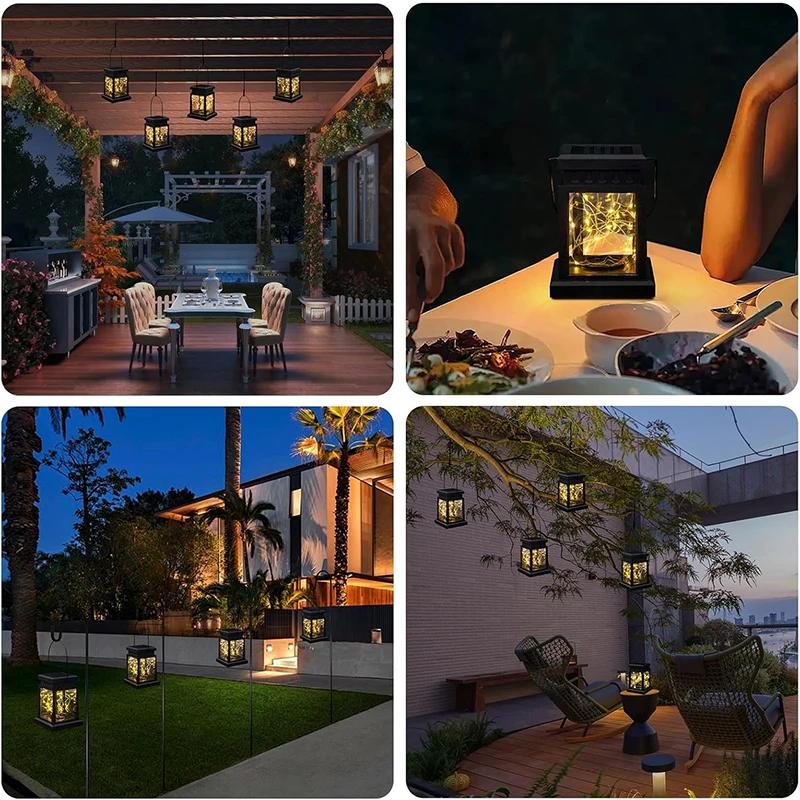 Solar Lantern Outdoor Garden Hanging Lanterns Waterproof LED Mission Lights For Table Party Decorative Patio Yard Lawn