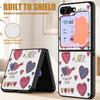 Lovely Macaron Heart Print Case For Samsung Z Flip 8 7 6 5 Luxury Leather Skin Hard Folding Phone Cover For Galaxy Z Flip8 Flip7 Flip6