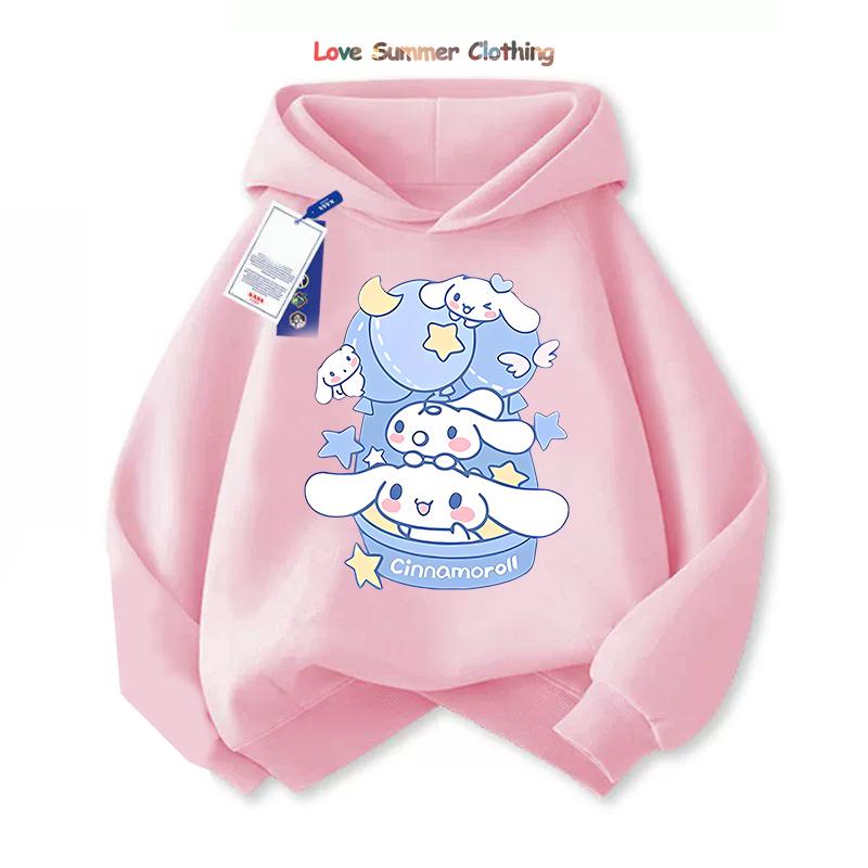 Dívčí mikina s kapucí Roztomilá mikina Cinnamoroll Mikina Dětské kreslené psí oblečení Chlapecká mikina s kapucí Dětský ležérní top