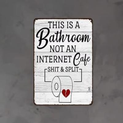 Funny Bathroom Toilet Decor Sign Bathroom Rules Quotes Wall Art Vintage Tin Sign Retro Style Home Decor for Bathroom Wall Art