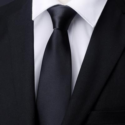 Men'S Business Dress Tie Occupation Work Pure Black Glossy 8Cm Tie