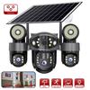Kamera CCTV 2 w 1 zasilana energią słoneczną, potrójny obiektyw ze światłem LED do widzenia w nocy, bezprzewodowa kamera IP sieci WIFI/4G.