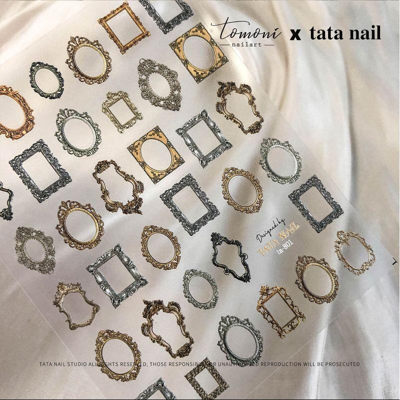 

Ретро трехмерная рельефная фоторамка наклейка для ногтей масляная живопись цветочное искусство фоторамка цветочные барокко серия наклейка для ногтей Retro embossed photo frame sticker ta801