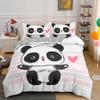 Cartoon Lovely Panda Bedding Set White Bed Linen 3D Print Gift for Kids Girls 2/3pcs Twin Single Queen King Size Duvet Cover Set