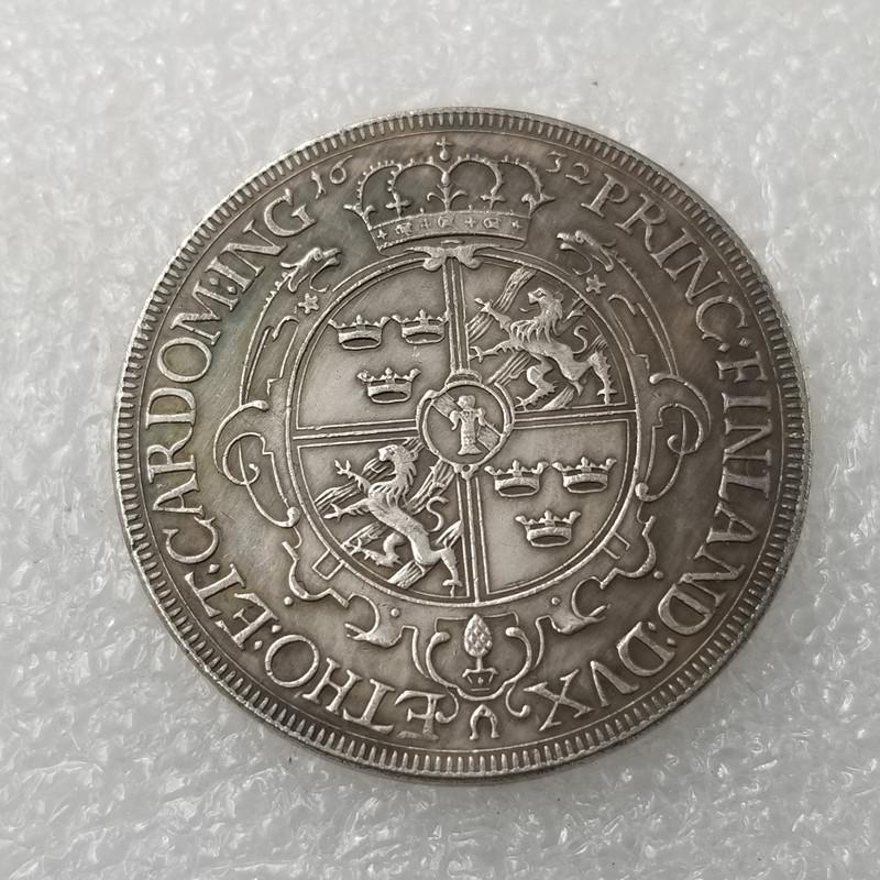 German 1632 Replica Silver-Plated Commemorative Coin in Brass