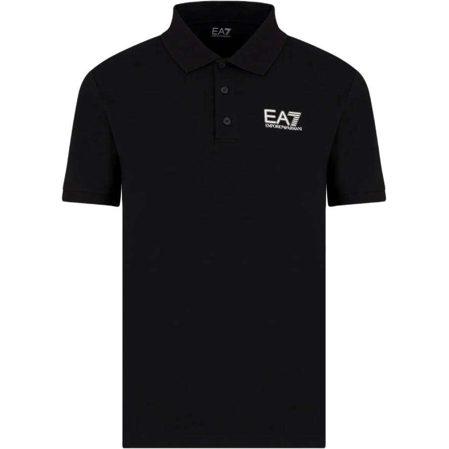 Emporio Armani EA7 Весна-Лето 2024 Поло с принтом логотипа приталенное Мужские топы Черный 6DPF16-PJVQZ-1200 L