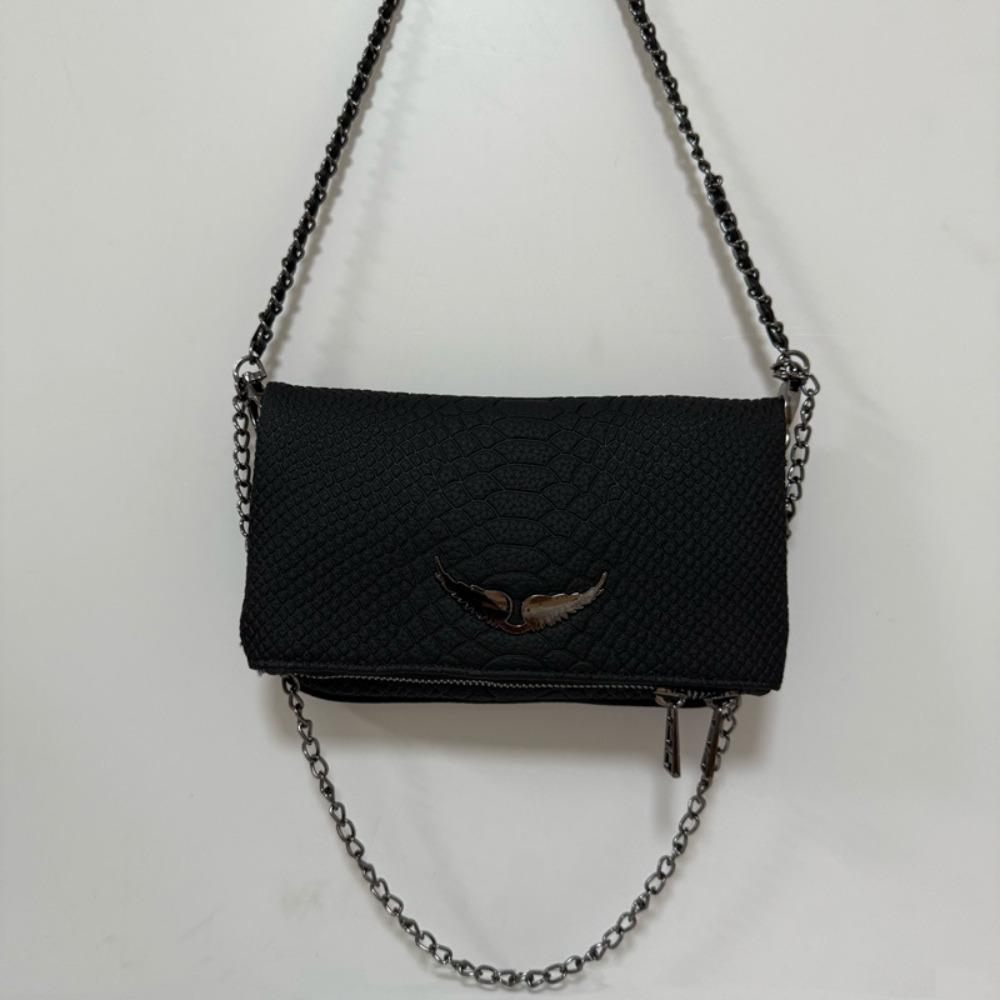 Sac ZV design français commerce extérieur sac pour femme simple et polyvalent rivets classiques en aile sac à bandoulière sous le bras petit sac carré à chaîne gray
