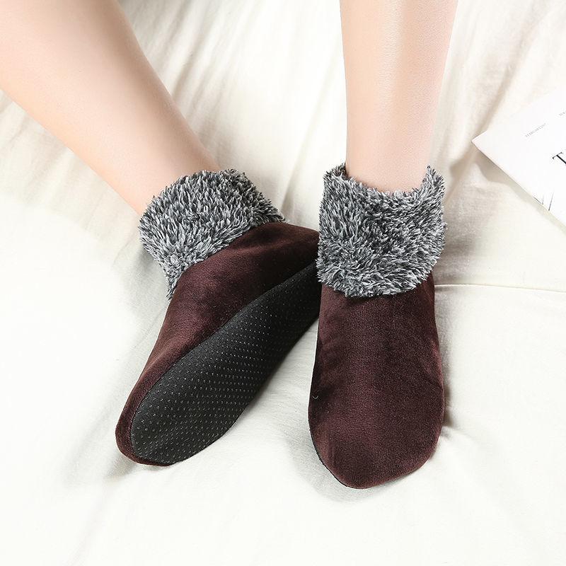 Women's Autumn Winter Thickened Warm Fleece Socks Lace Ankle Socks Non-slip Floor Socks