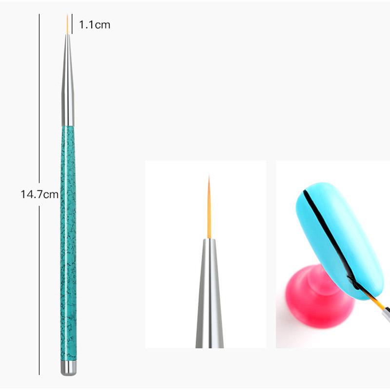 Manicure Liner Set of 3 Painted Engraving Hook Brush Manicure Pen Set