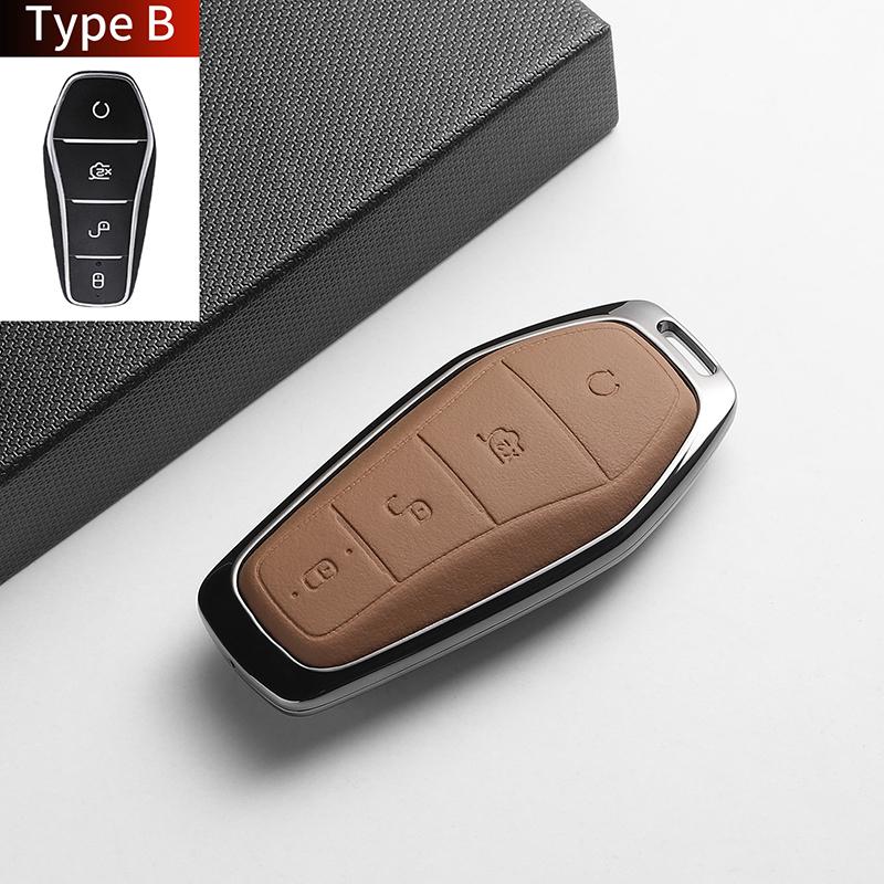 For BYD Han EV Dolphin Song Plus DMI Seagull Yuan UP Qin Pro Seal 06 Escort 7 Tang L Leather Metal Car Key Case Cover Accessorie