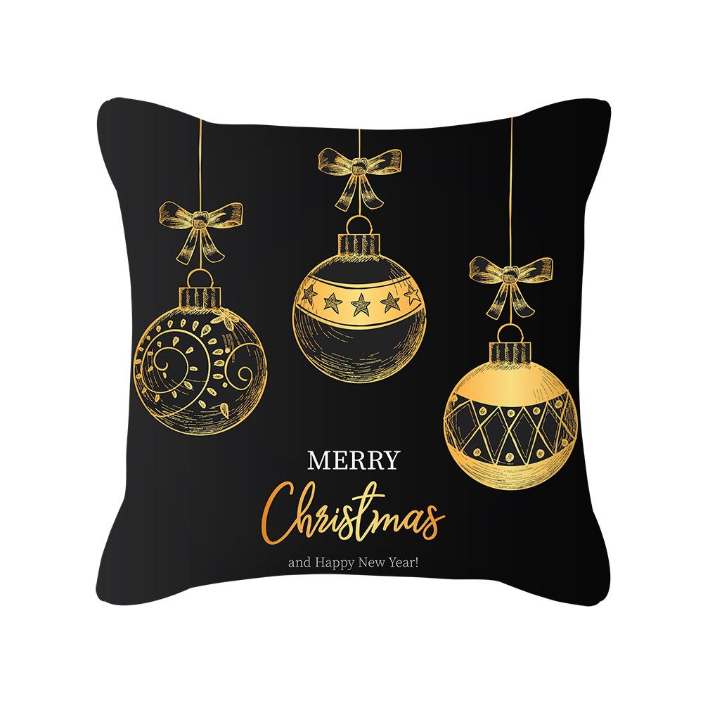 Pillow Peach Velvet Black Gold Christmas Pillow New Snowflake Letter Sofa Bedside Pillow Cover