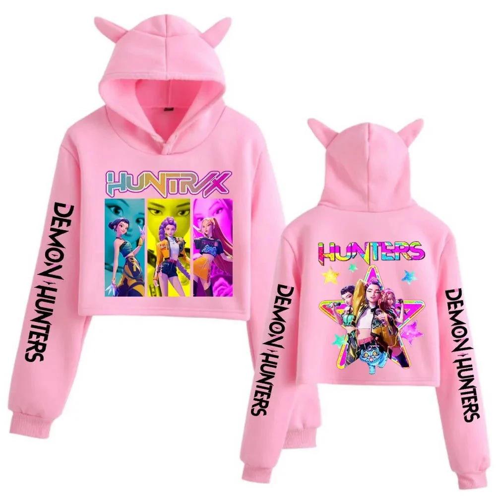 NEW Kpop Demon Hunter Crop Tops Women Sweatshirt Long Sleeve Girls Fashion Hoodie