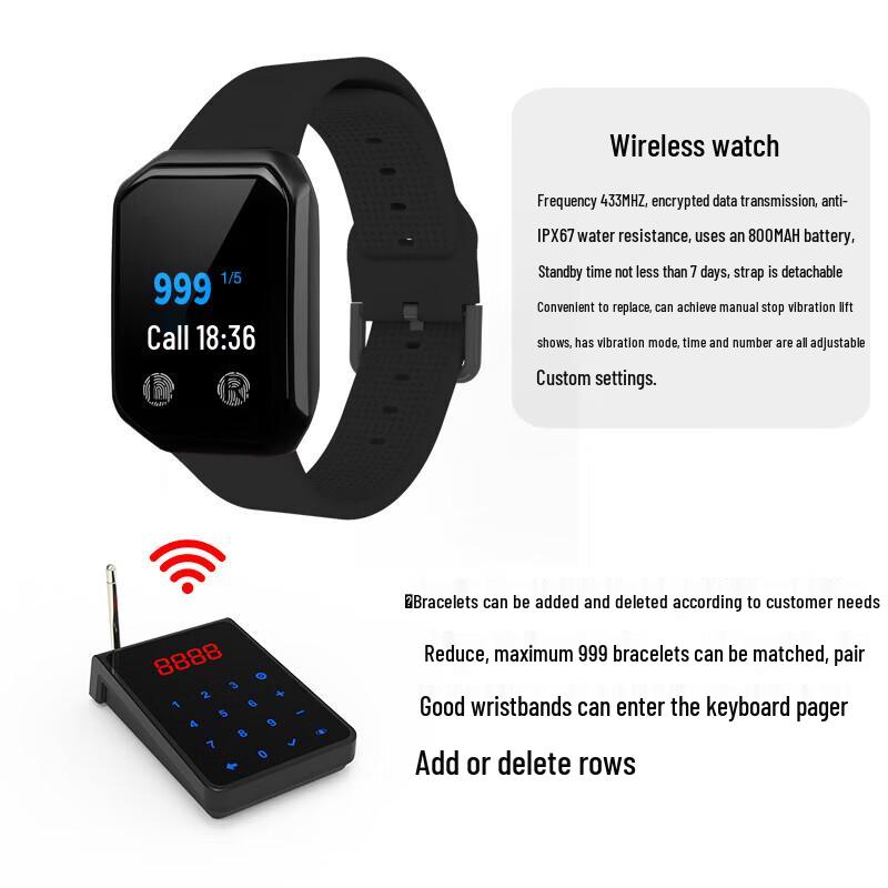 Wireless Paging System with 1 Keypad and 30 Watches