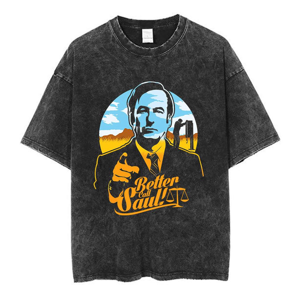 Unisex Los Pollos Hermanos Tshirt YK Breaking Bad Print Black Washed Oversized Short Sleeve Streetwear Tops