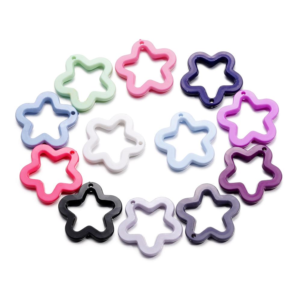 10Pcs/Lot Colorful Acrylic Five-Pointed Star Loose Pendent For DIY Necklace Bracelet Jewelry Making Accessories Supplies