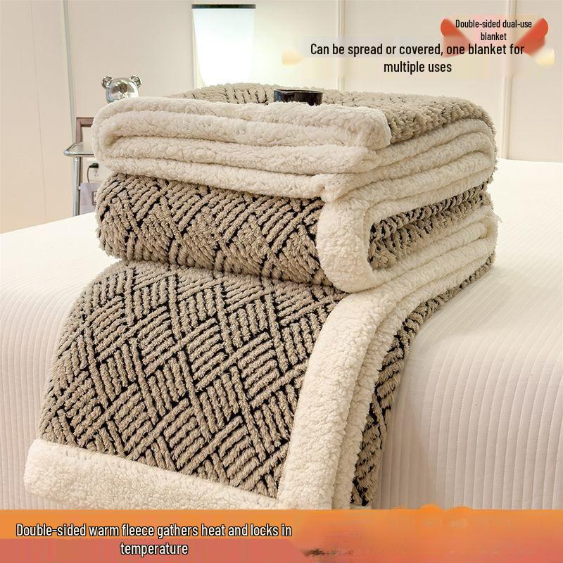 G5Z Warme Winter-Doppelseitige Fleecedecke mit Verdicktem Milchvelours und Lammwolle