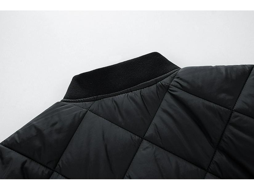 Men's Casual Diamond Baseball Collar Cotton Jacket - European & American Fashion, Plus Size for Autumn/Winter