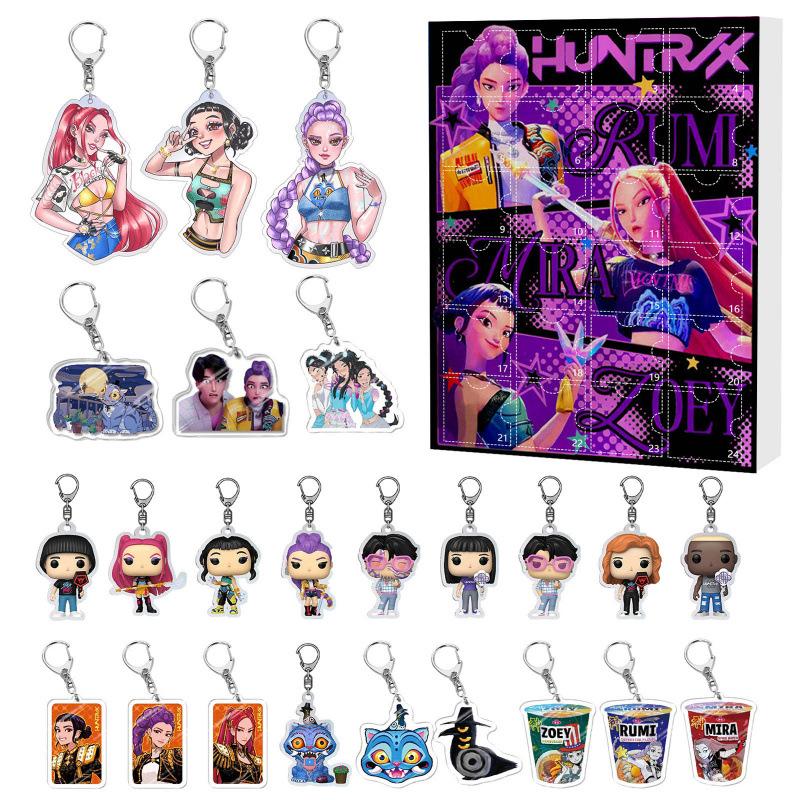 K-Pop Dämonenjäger Rumi Figur Saja Boys Weihnachts-Countdown-Kalender Trendiger Blind Box Schlüsselanhänger Acryl-Anhänger Geschenk