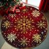 1Pcs Golden Snowflake Christmas  Pattern Round Area Rug Indoor Non-Slip Washable Fiber Carpet Soft Comfortable Mat For Bedroom Living Room