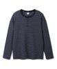 ALVINCLO Peach Stripe 3-Button Henley Neck Long Sleeve T-Shirt Avt953 (3 Colors)