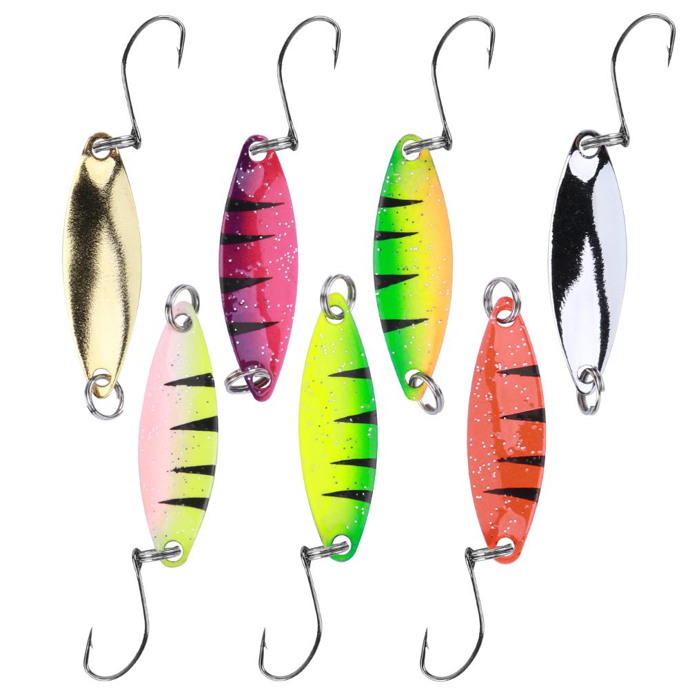 7Pcs Multicolor Sequin Single Hook Metal Artificial Spoons Lure Bait Fishing Tackle