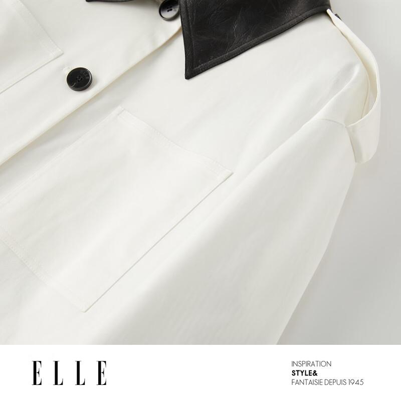 ELLE Women's French Color-Block Mid-Length Trench Coat
