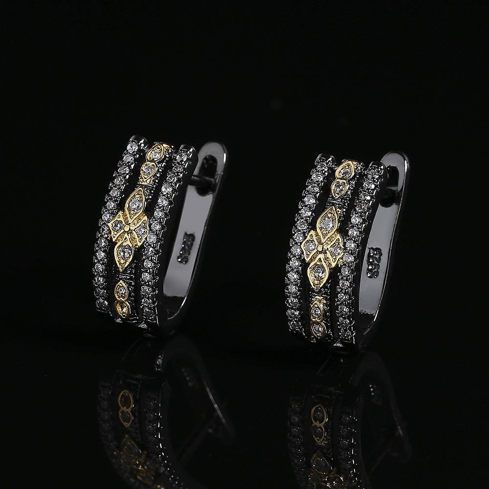 Orecchini in Zircone Orecchini Bicolore Classici Geometrici Nero Oro Rettangolari Stile Bohemien Orecchini da Donna Velocità