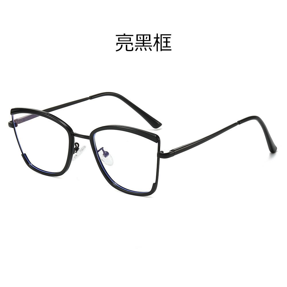 Trendy glasses TR Half-frame glasses with wire rims, suitable for both men and women, featuring blue light blocking lenses and metal temples, can be