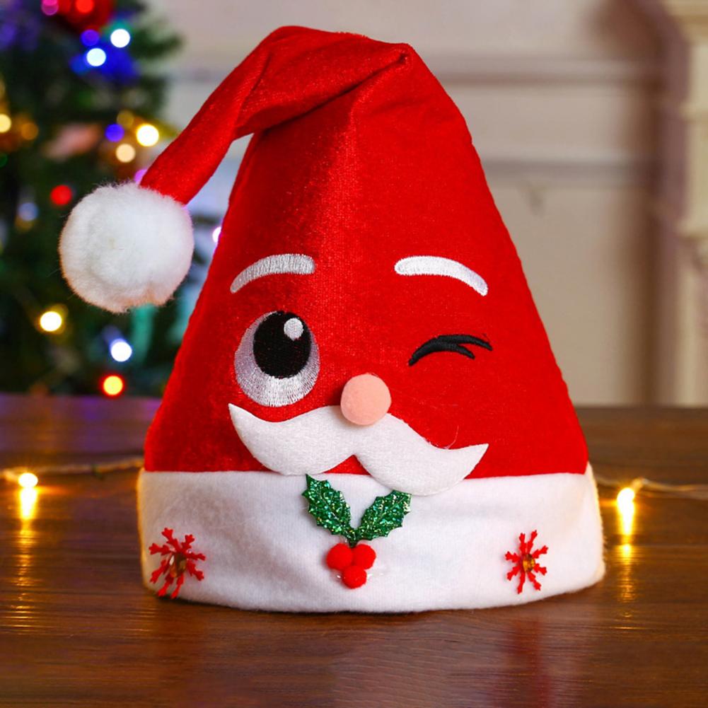 Children Holiday Headwear Festive Children's Christmas Hat with Cartoon Antler Pattern Red Velvet Santa Hat for Holiday for Kids