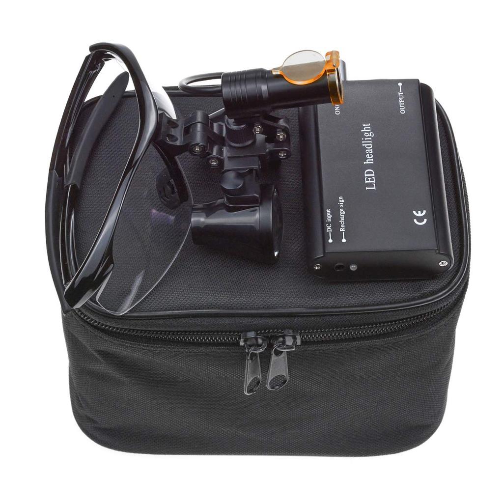 EUSTOMA 3.5x Magnifying Glass, 3.5X Binocular Loupe with 5W Clip-on LED Light, Seat-Mounted LED Lamp, Binoculars with Cloth Bag Storage Case,