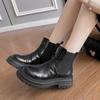Chelsea Short Boots for Women with Hand-grabbing Leather Thick-soled Retro British Style Autumn and Winter Style Elastic One-foot Boots