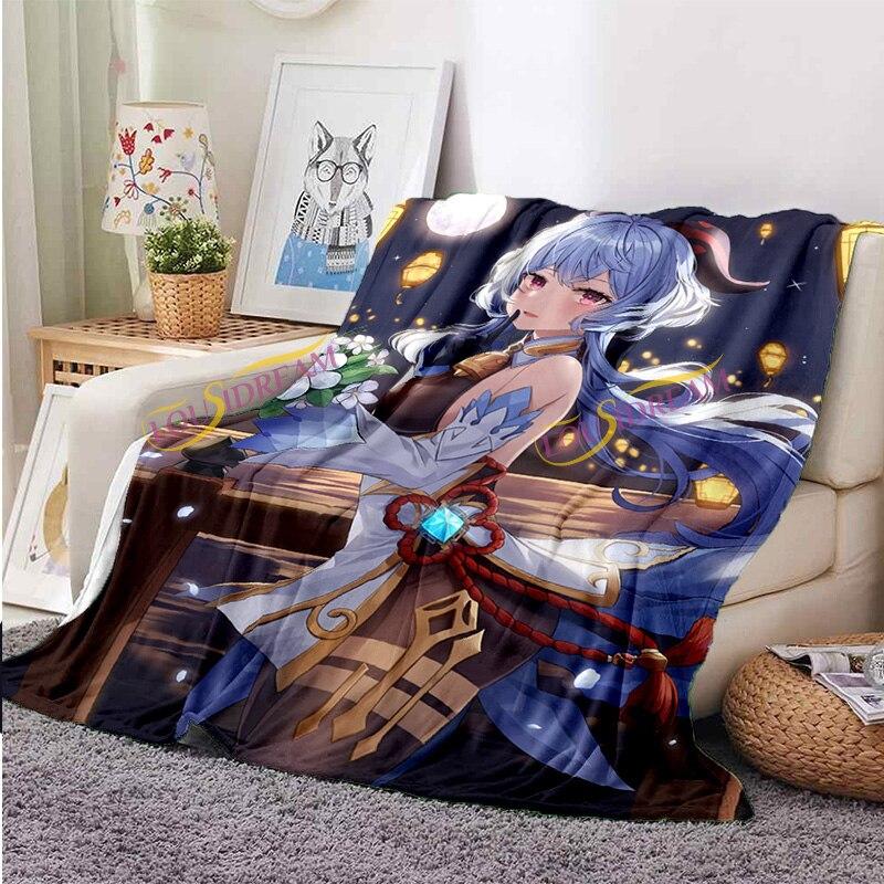 Fashion Genshin  Blanket Flannel Four Seasons Quilt Anime Breathable Super Warm Throw Blankets for Bedding Travel Bedding  Gifts