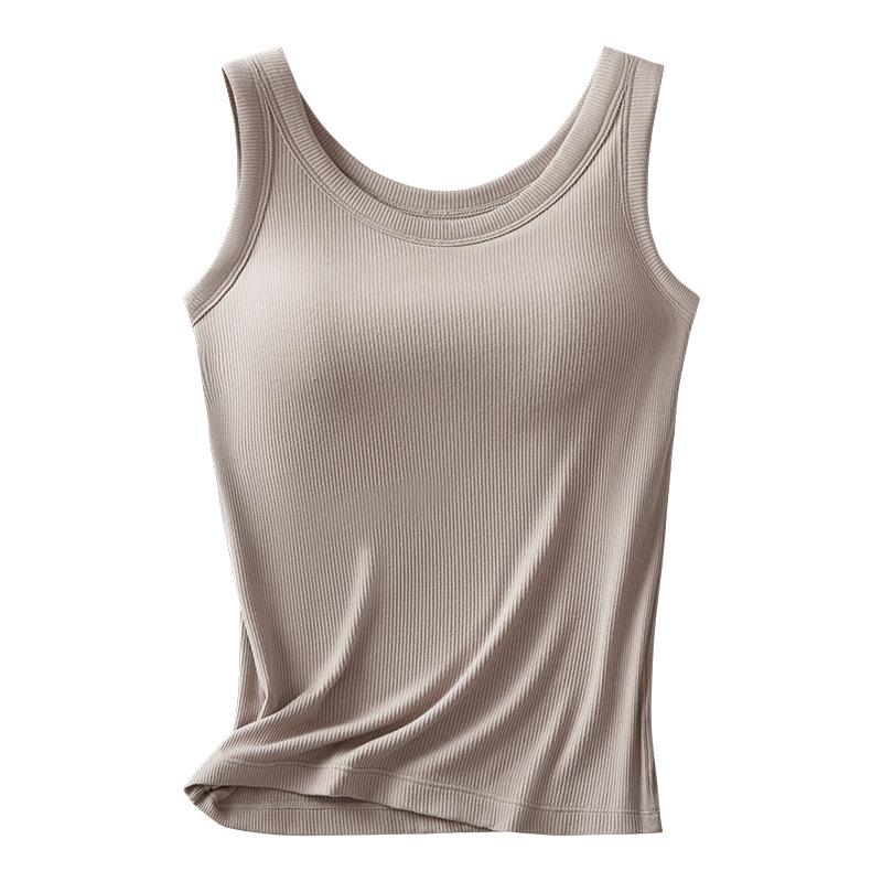 

Женский летний спортивный жилет облегающего кроя с нагрудными вкладышами, без косточек, больших размеров L (80-95 jin) бежевый