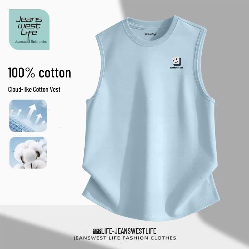 Jeanswest LIFE Unisex Pure Cotton Ribbed Sleeveless Vest M