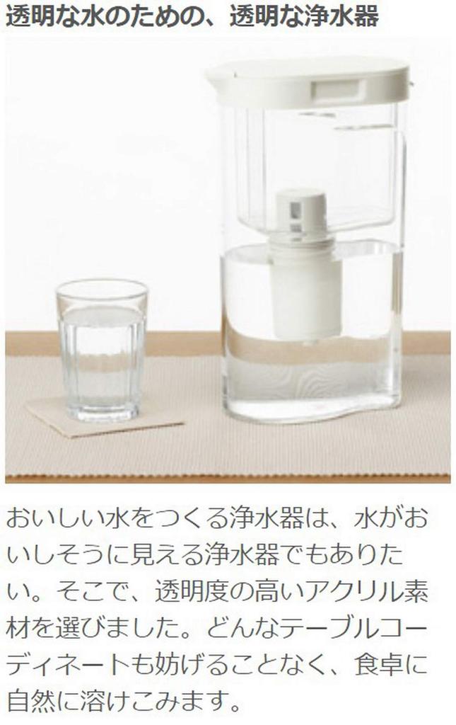 MUJI Acrylic Water Filter Pitcher, Water Filter Capacity Approx. 1.1L, 18590674, Transparent