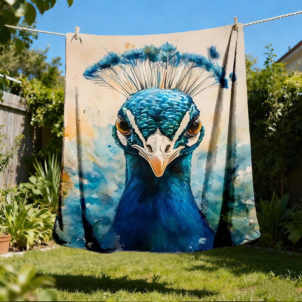 

1pc PeacockOutdoor Blanket, Soft And Comfortable Blanket, Casual Warm Outdoor Blanket, Good Birthday Gift yy260328059 75x90cm