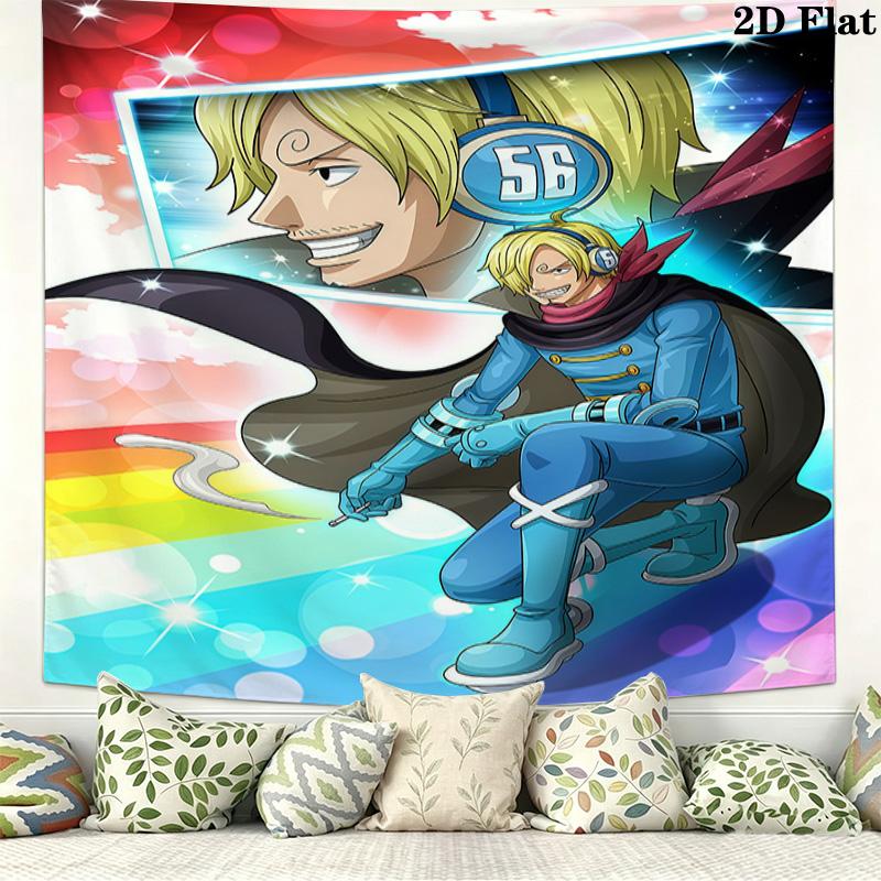 One Piece Sanji Wall Tapestry Aesthetic Wall Hanging Printed Fabric Blanket Decorative Tapestries For Bedroom Living Room Home Decor