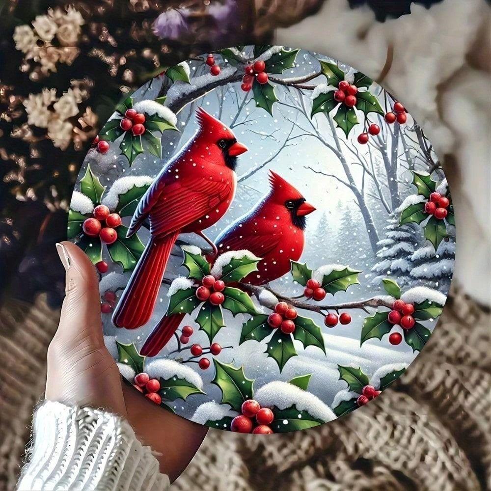 Vintage Round Metal Sign Cardinal Wall Art Kitchen Decor