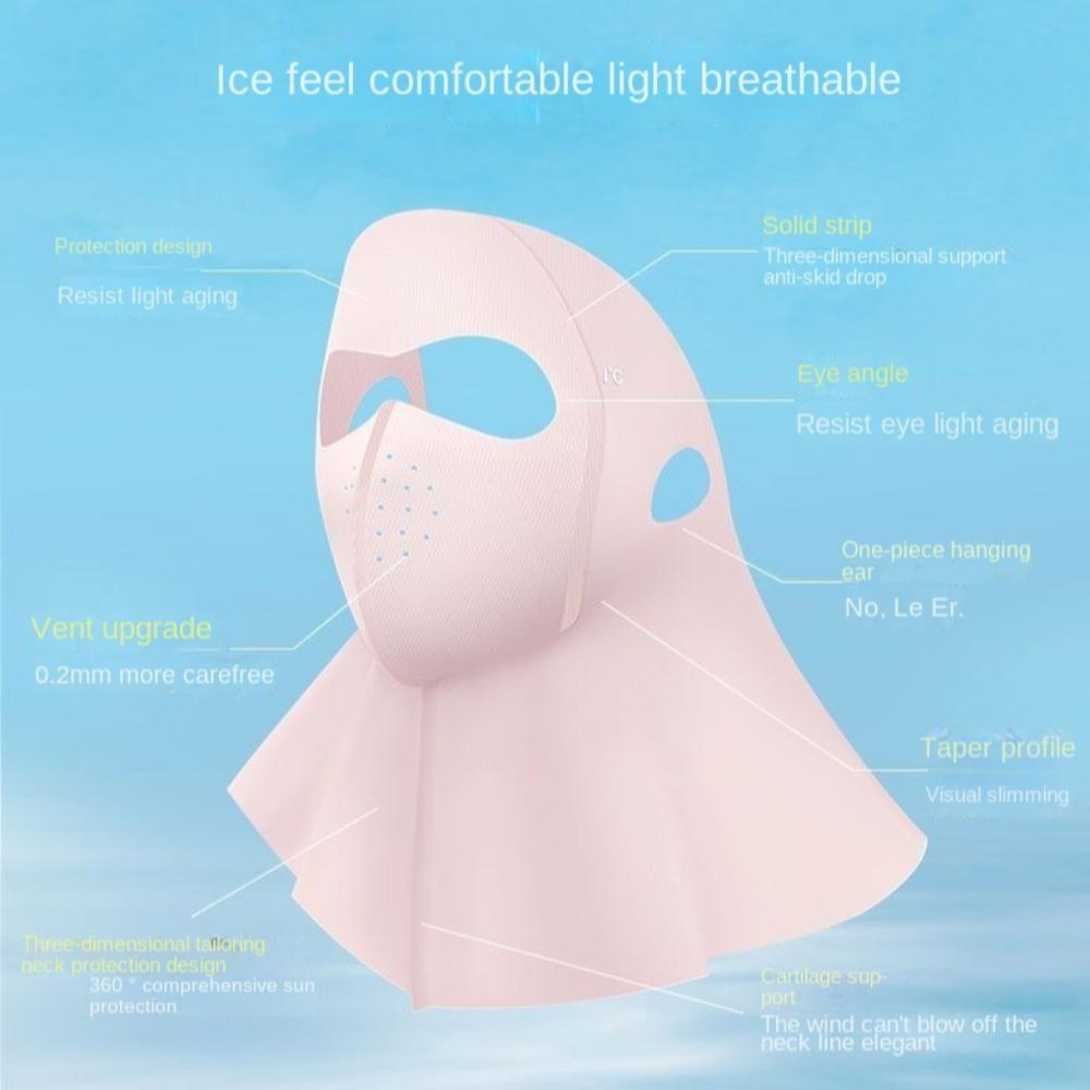 Anti UV Full-Face Sunscreen Veil Summer Neck Wrap Cover Thin Ice Silk Face Cover  Woman Man