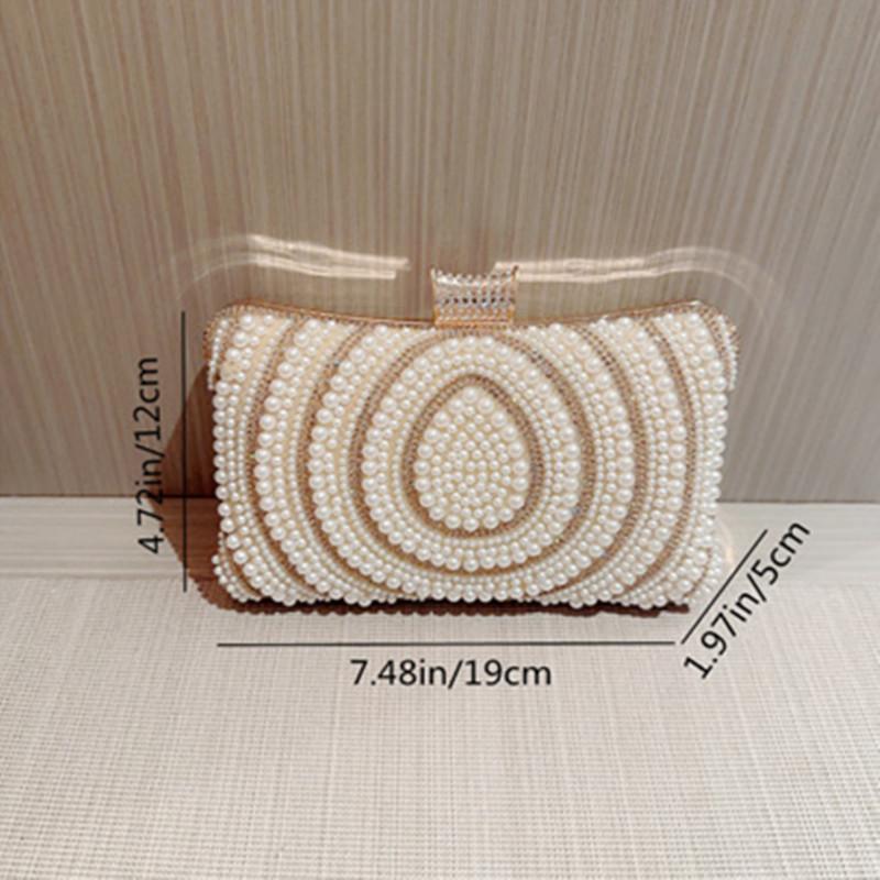 2025 New Fashion Luxury Handmade Wedding Evening Bag Chain Shoulder Bag Full Beaded Clutch Bag Ladies Pearls Diamonds Handbags