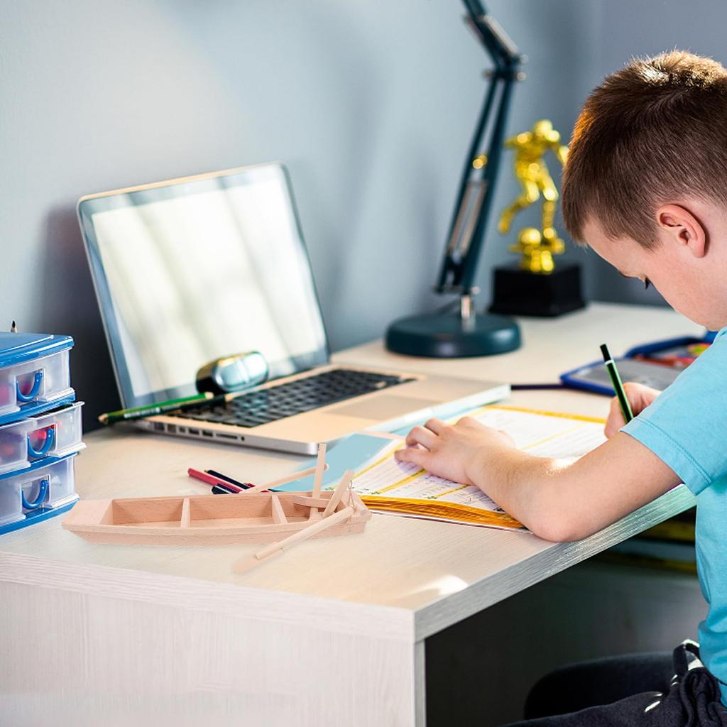 ARTIBETTER Wooden Fishing Boat Model Miniature Boat 12 Inch Small Wooden Ship Handcrafted Craftsmanship Home Office Desk Decor