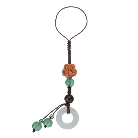 

Flower Mobile Phone Charm Phone Strap with Wooden Braided Cell Flower Charm And Faux